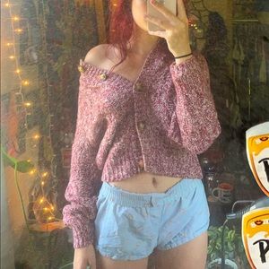 new with tag red and white knit button up sweater